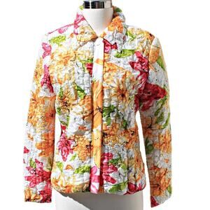 Pleats Collection Women's Lightweight Crinkle Bright Floral Jacket Size S